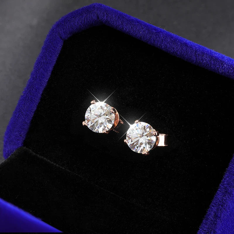 4 Prong 0.2-2CT Moissanite Stud Earrings D Color For Women Men S925 Silver Plated 18k Party Wedding Diamond Earring GRA