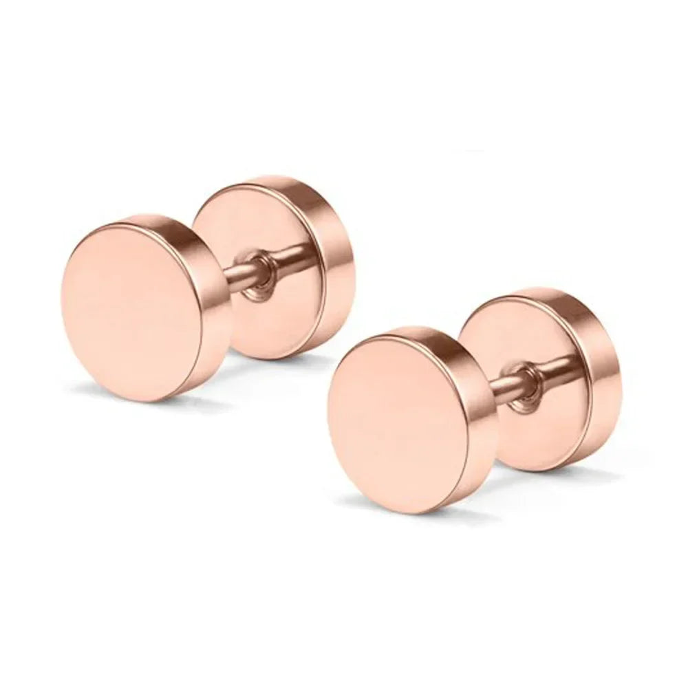 One Pair Black Stainless Steel Round Stud Earrings For Women Dumbbell Piercing Earrings Men Punk Fashion Jewelry 2-14mm