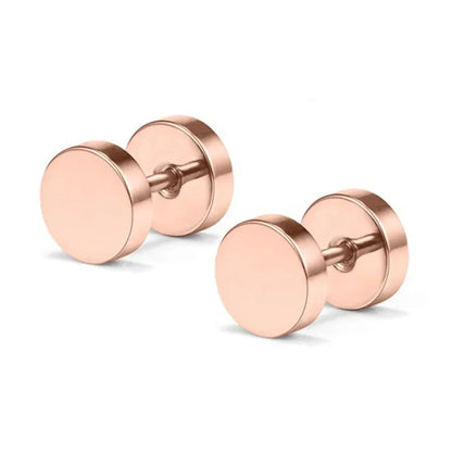 One Pair Black Stainless Steel Round Stud Earrings For Women Dumbbell Piercing Earrings Men Punk Fashion Jewelry 2-14mm