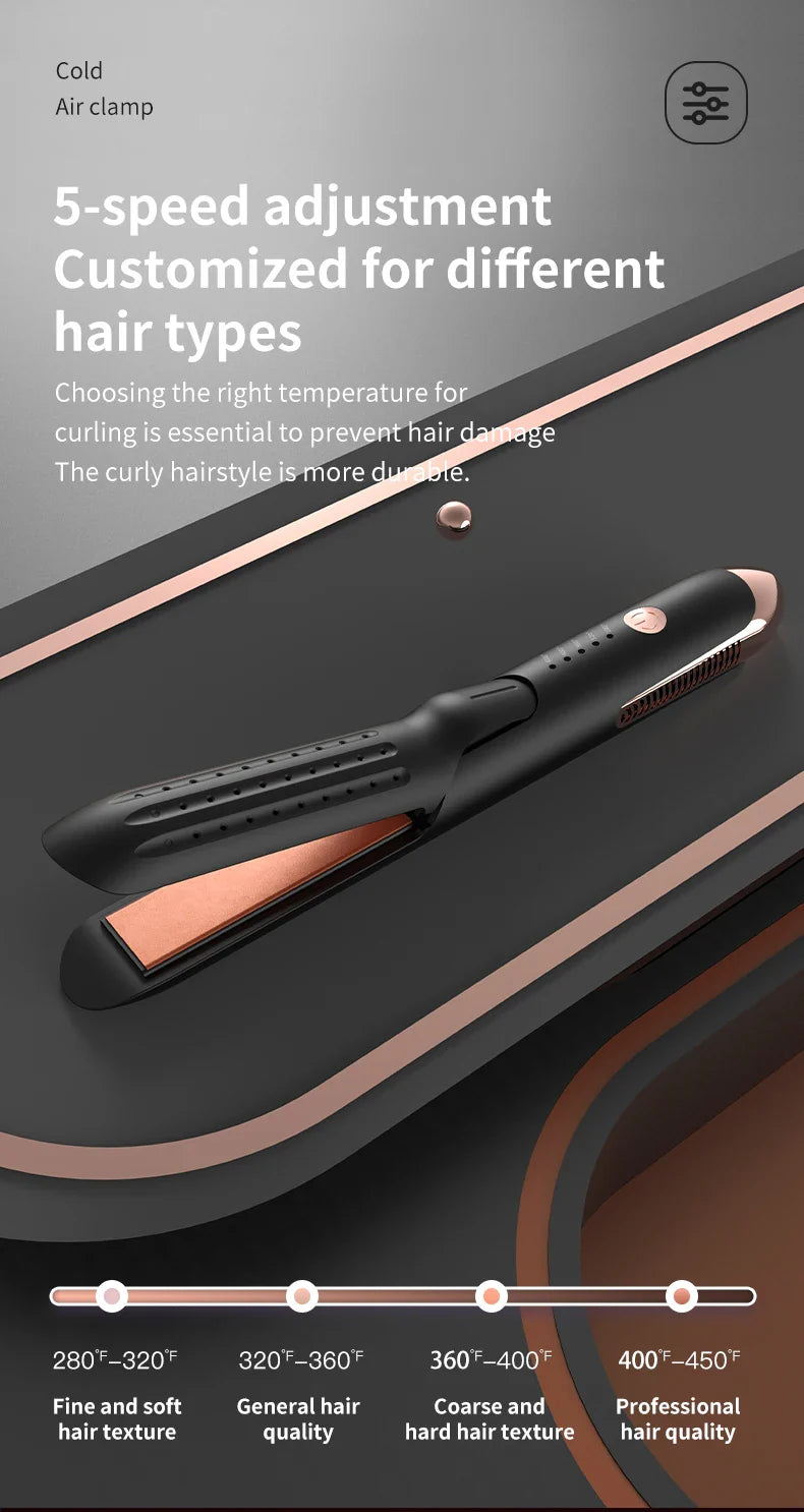 Professional 2-in-1 Hair Styler Curling Wand Straightener Negative lon Ceramic Plates Adjustable Temperature Salon Home