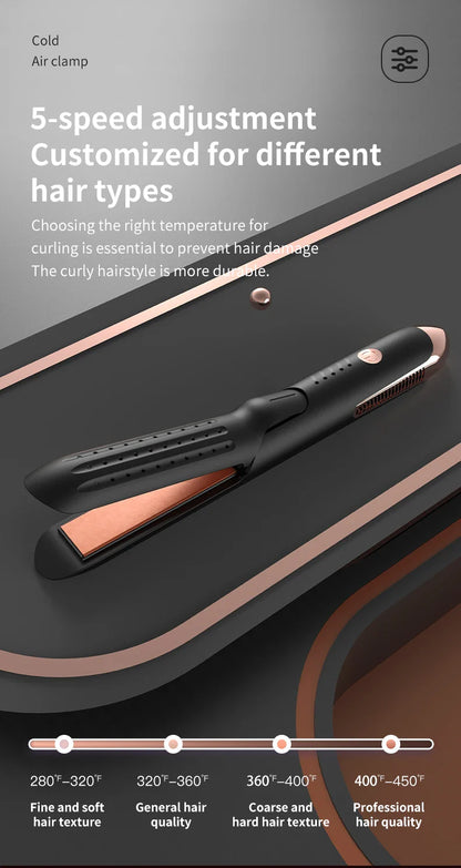 Professional 2-in-1 Hair Styler Curling Wand Straightener Negative lon Ceramic Plates Adjustable Temperature Salon Home