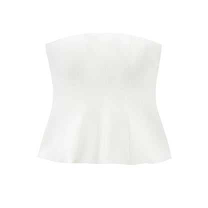 2026 Spring Summer Butter Yellow Sexy Women Tops Fashion Solid Strapless Short Tops Chic Streetwear Ladies Tops