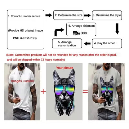 New DIY Pattern T-Shirt For Men Women Personalized Custom 3D Print T Shirts Summer Casual Short Sleeve O-Neck Tops Street Tees