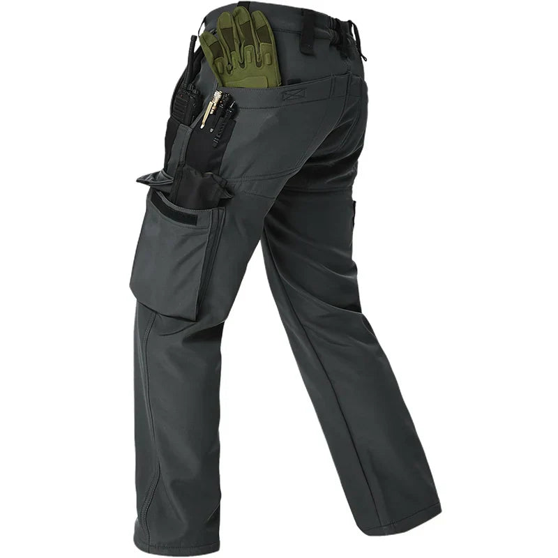 Winter Outdoor Work Sets Mens Field Training Jackets Multi-Pocket Fleece Cargo Pants Tactical Waterproof Camping Tracksuits Set