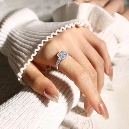 Square Cluster Moissanite Ring DVVS1 925 Sterling Silver Classic Engagement Rings Elegant Wedding Band Jewelry ForWoman