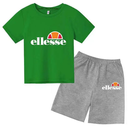 Kids Summer Leisure Letter 2pcs O-neck Short Sleeve T-shirts+Pants Suits 3-13 Years Boys Girls Casual Outfits Children Clothes