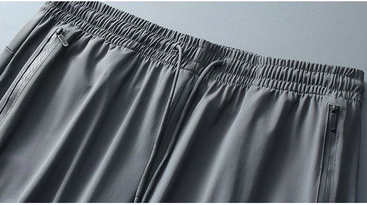 Men's spring and summer ice silk long pants slim fit new loose high elasticity fast drying outdoor running casual pants