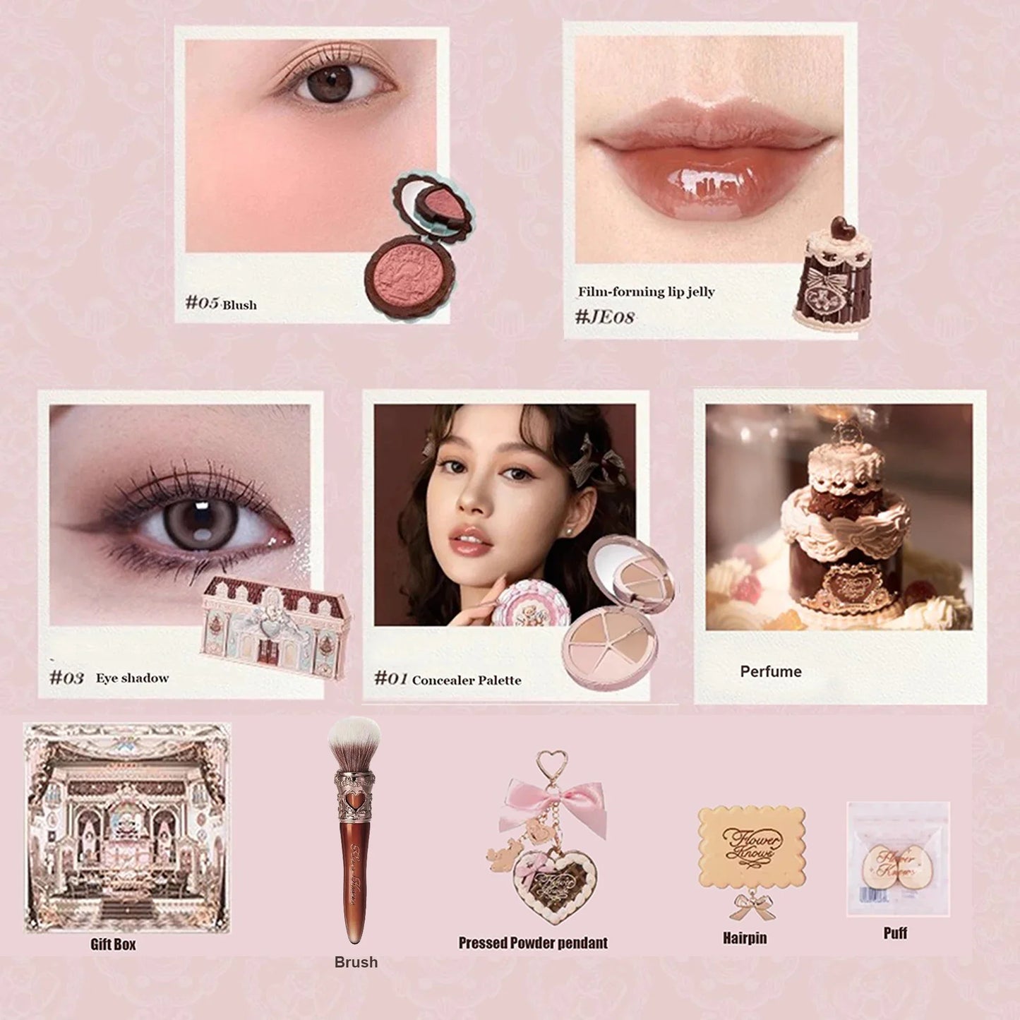 SWEETIE BEAR Makeup Box Gift Set All In One Perfume Shimmer Eye Shadow Palette Blush Lip Jelly Box 10 PCS