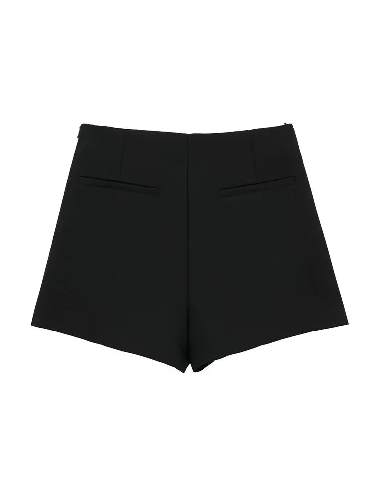 Women Fashion Solid Bandage Side Zipper Mini Skirts Shorts Vintage High Waist Female Chic Lady Shorts