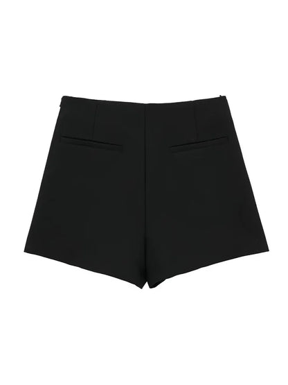 Women Fashion Solid Bandage Side Zipper Mini Skirts Shorts Vintage High Waist Female Chic Lady Shorts