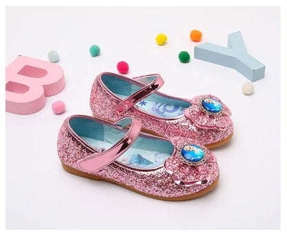 Frozen Girls Princess Shoes Spring and Autumn Flat Paillette Shoes Children's Soft Sole Baby Casual Shoe Party Shoes