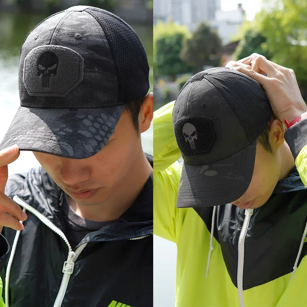 Outdoor Camouflage Adjustable Cap Mesh Tactical Skull Cap Army Airsoft Fishing