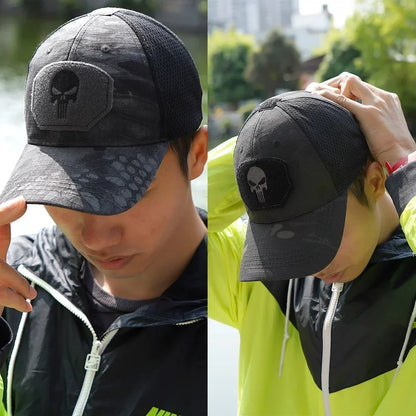 Outdoor Camouflage Adjustable Cap Mesh Tactical Skull Cap Army Airsoft Fishing