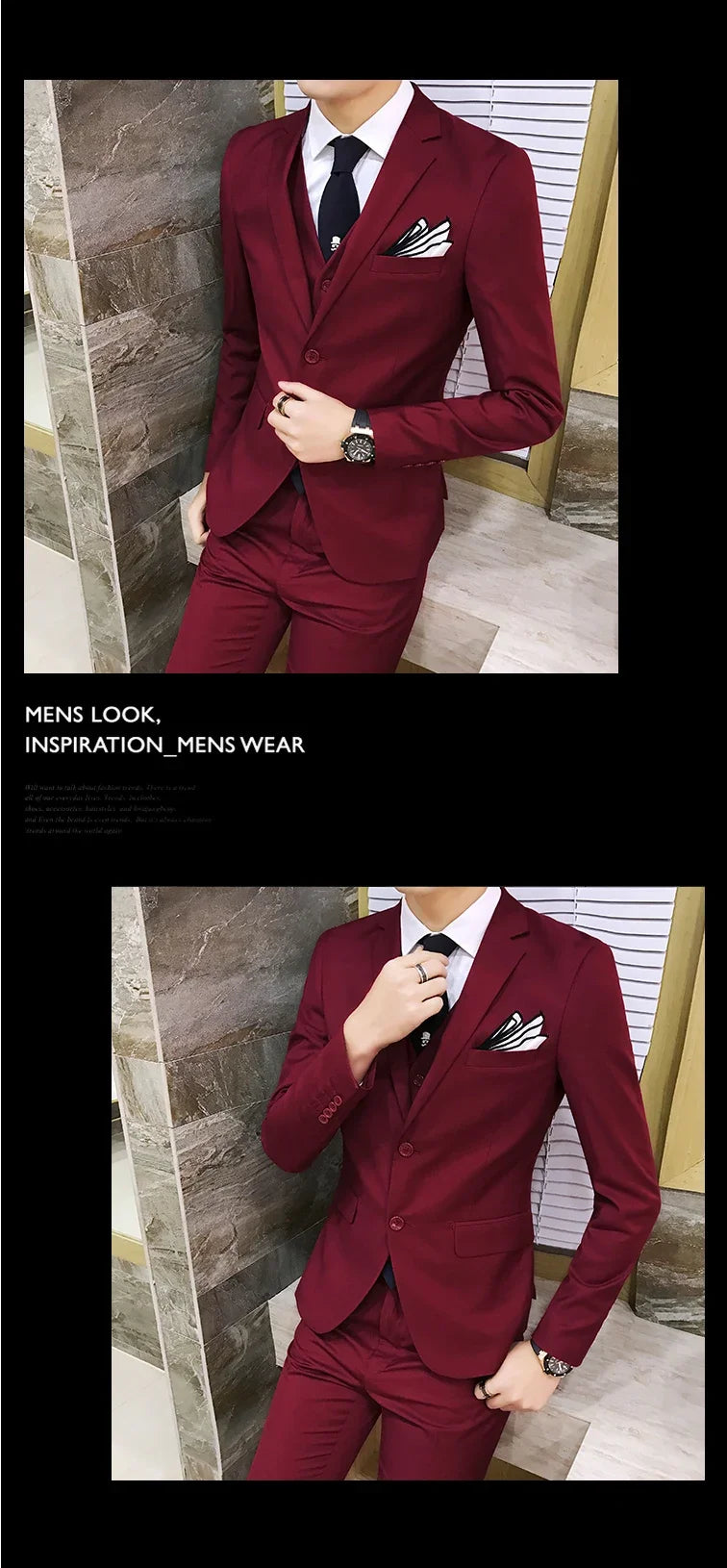 Suit (Blazer+vest+pants) Men's Fashion Business Korean Version of Solid Color Slim-fit Wedding Professional Gentleman Dress 6XL