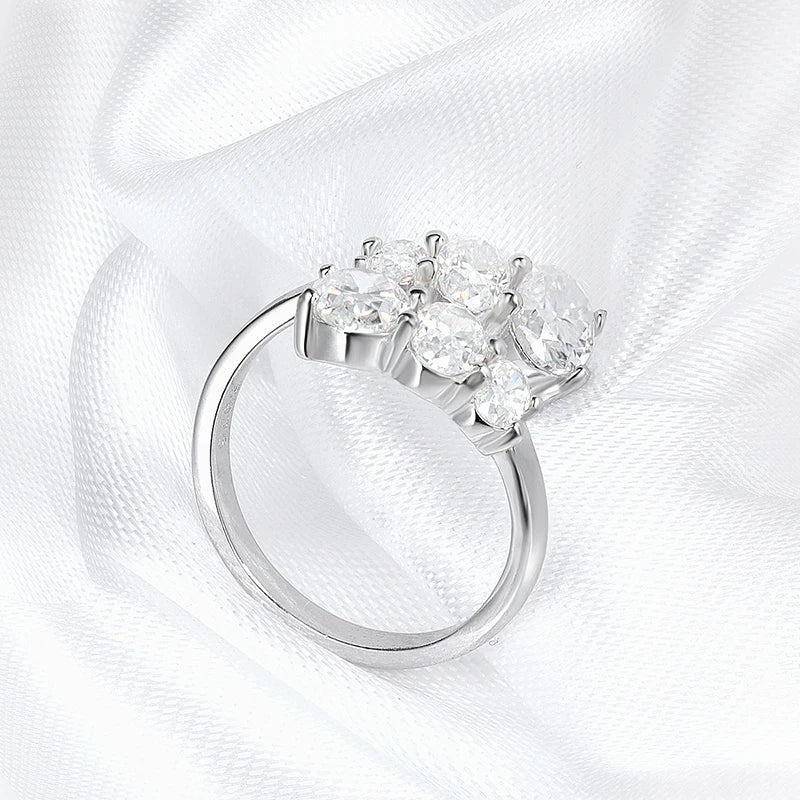 3.6CTTW Certified Full Moissanite Wedding Rings for Women Sparkling Bride Lab Diamond Band Pure 925 Silver Plated 18K