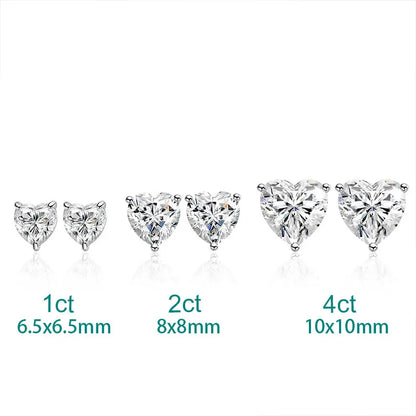 D VVS1 Heart Moissanite Earrings for Women GRA Certified Lab Grow Diamond Solid 925 Silver Plated 18k Gold Stud Earring