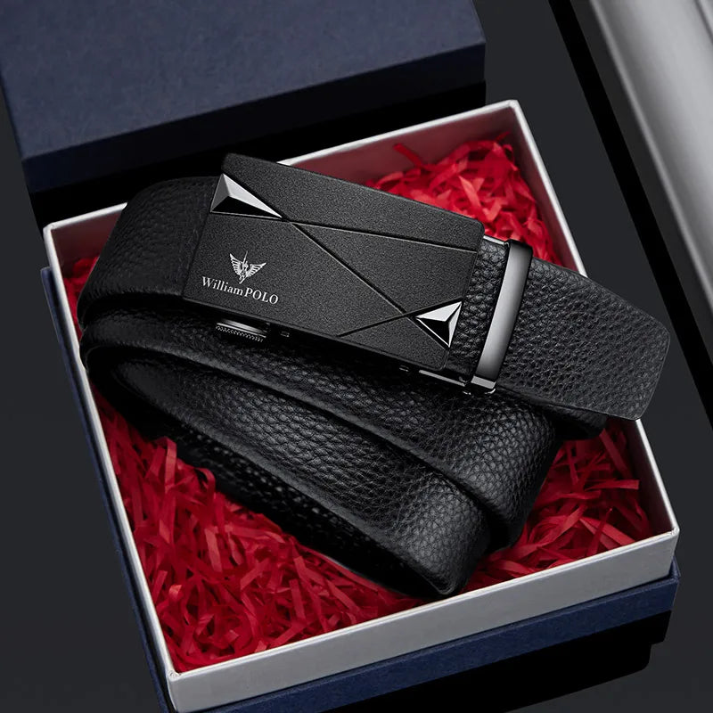 Men's cowhide casual pants belt, automatic buckle business belt, fashionable formal versatile belt