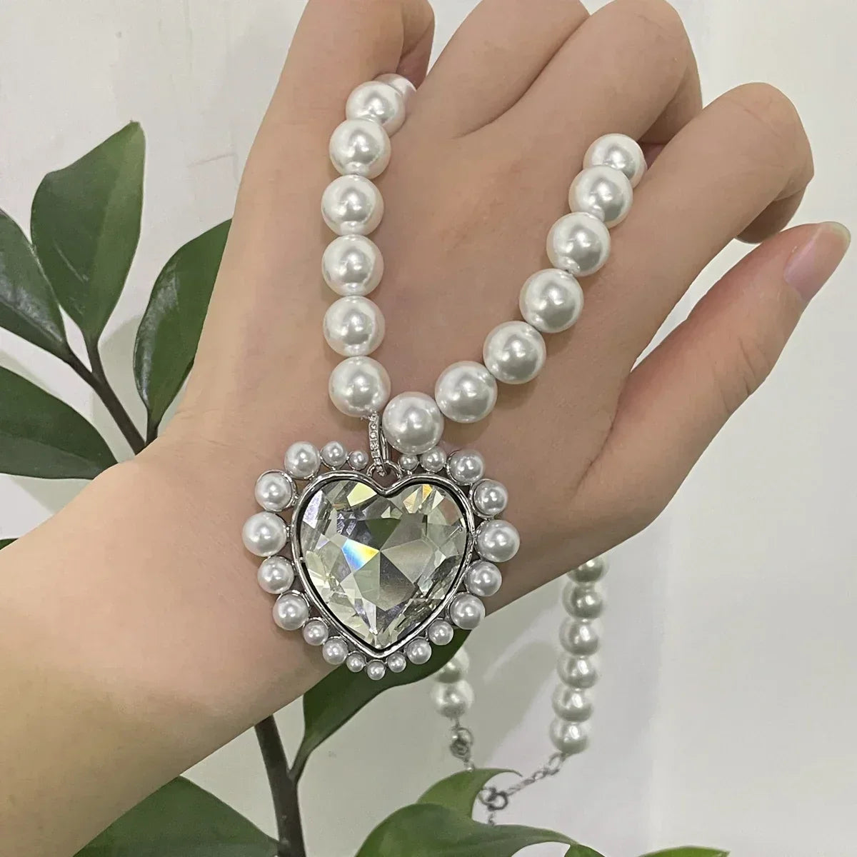 2025 New Trend Fine Wedding Jewelry Set Charm Silver Heart shaped Crystal Luxury Pearl Necklace Earrings Romantic Gift for Women