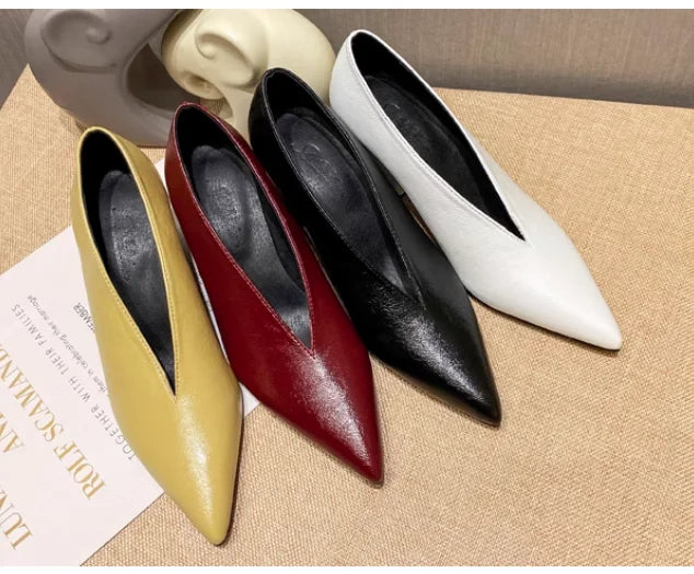 Sexy Autumn New Designer Vintage Evening Shoes Ladies Fashion Pointed Toe V Cut Woman Shoes High Heel Pumps Sexy C323