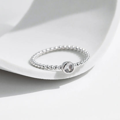 Bezel Setting Moissanite Ring 925 Sterling Silver Beads Trendy Stackable Finger Rings For Women Lab Diamond Jewelry