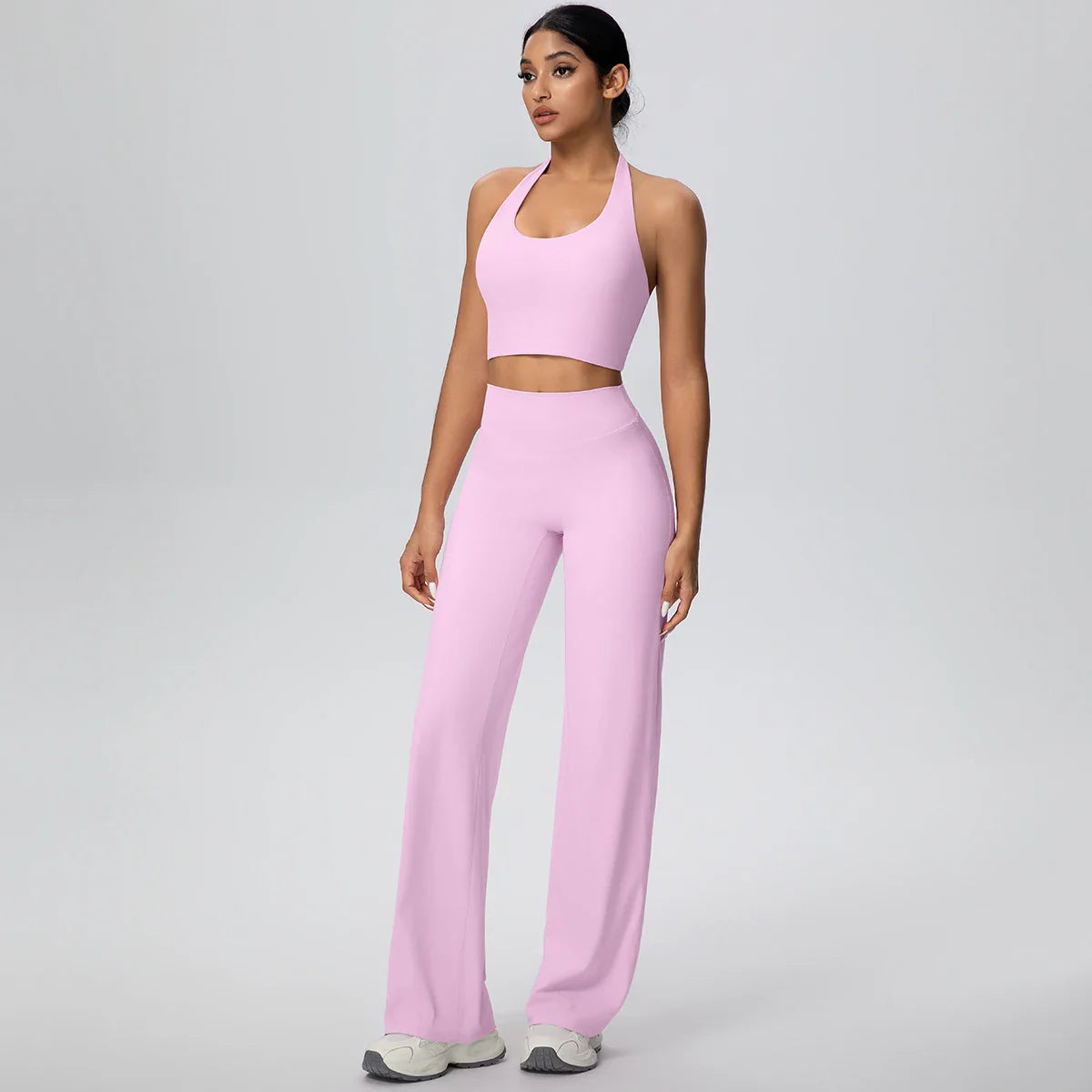 2PCS Woman Backless Hanging Neck Bra and Pants Yoga Set Summer Breathable Gym Sports Running Workout Top Hot Sales Yoga Set
