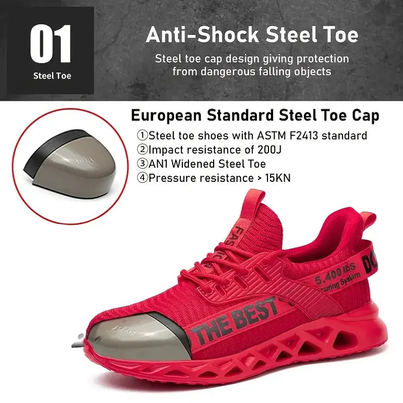 Steel Toe Protective Safety Shoes for Men Lightweight Work Sneakers Anti-puncture Work Shoes Coustruction Safety Work Boots