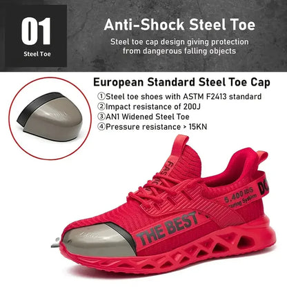 Steel Toe Safety Shoes for Men Women Light Protective Work Sneaker Anti-puncture Work Shoes Unisex Coustruction Safety WorkBoots