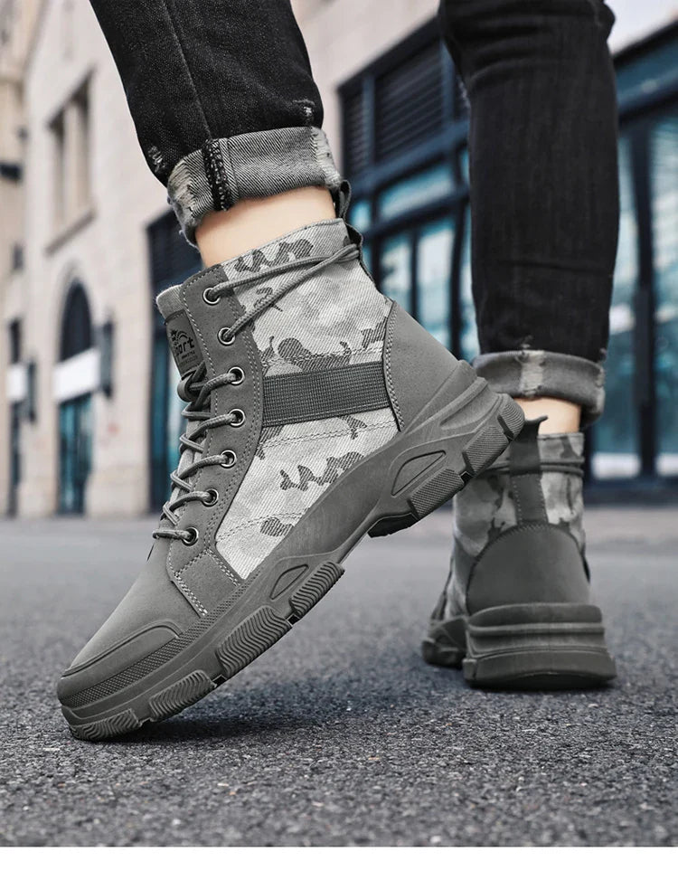 Camouflage Boots for Men Autumn Winter Platform Boots Outdoor High-top Shoes Men Ankle Boots Buty Robocze Meskie wear-resistant