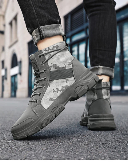 Camouflage Boots for Men Autumn Winter Platform Boots Outdoor High-top Shoes Men Ankle Boots Buty Robocze Meskie wear-resistant