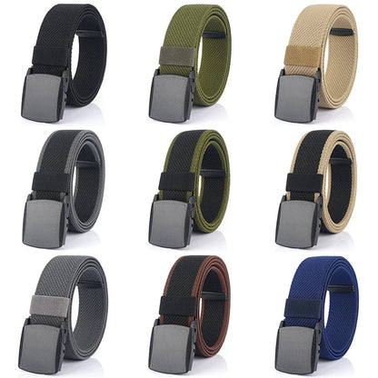 Metal Free Men's Elastic Belt Strong Engineering Plastic Quick Release Nylon Buckle Unisex Stretch Belt Outdoor Girdles