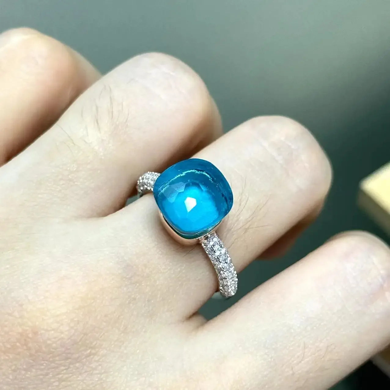 10.6mm S925 Ring Silver Rose Gold Metal 32 Colors Candy Style Zircon Crystal Ring for Women Fine Jewelry Party Gift Trendy Ring