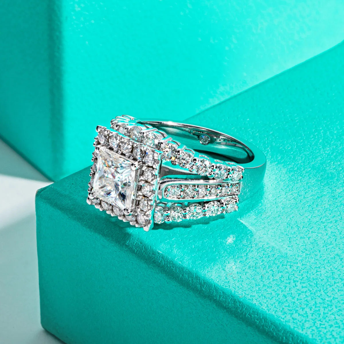 Princess Cut Moissanite Engagement Ring 3.884cttw D Color 925 Sterling Silver Luxurious Women's Jewelry Birthday gifts