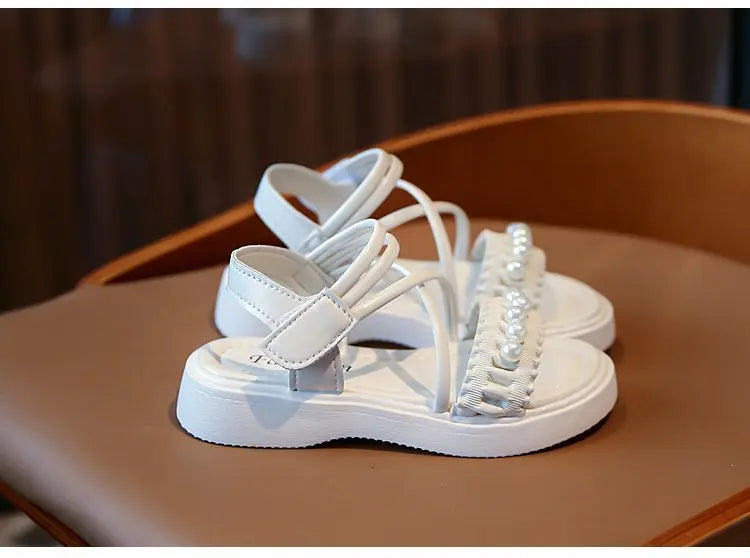 Girls' sandals 2026 Summer new little girl fashion Big Children's Beach Shoes Children's sandals Pearl Princess shoes for kids