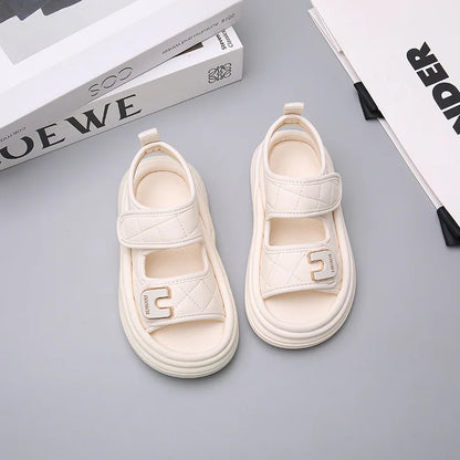 Children Summer Sandals Baby Anti-slip Wearable Summer Shoes Girls Solid Color Hook Sandals Boys Breathable Beach Sandals