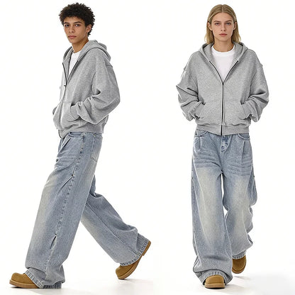 Y2k Men'S Baggy Jeans Unisex Trendy Casual Wide-Leg Denim Pants High Street Quality Korean Streetwear Trousers