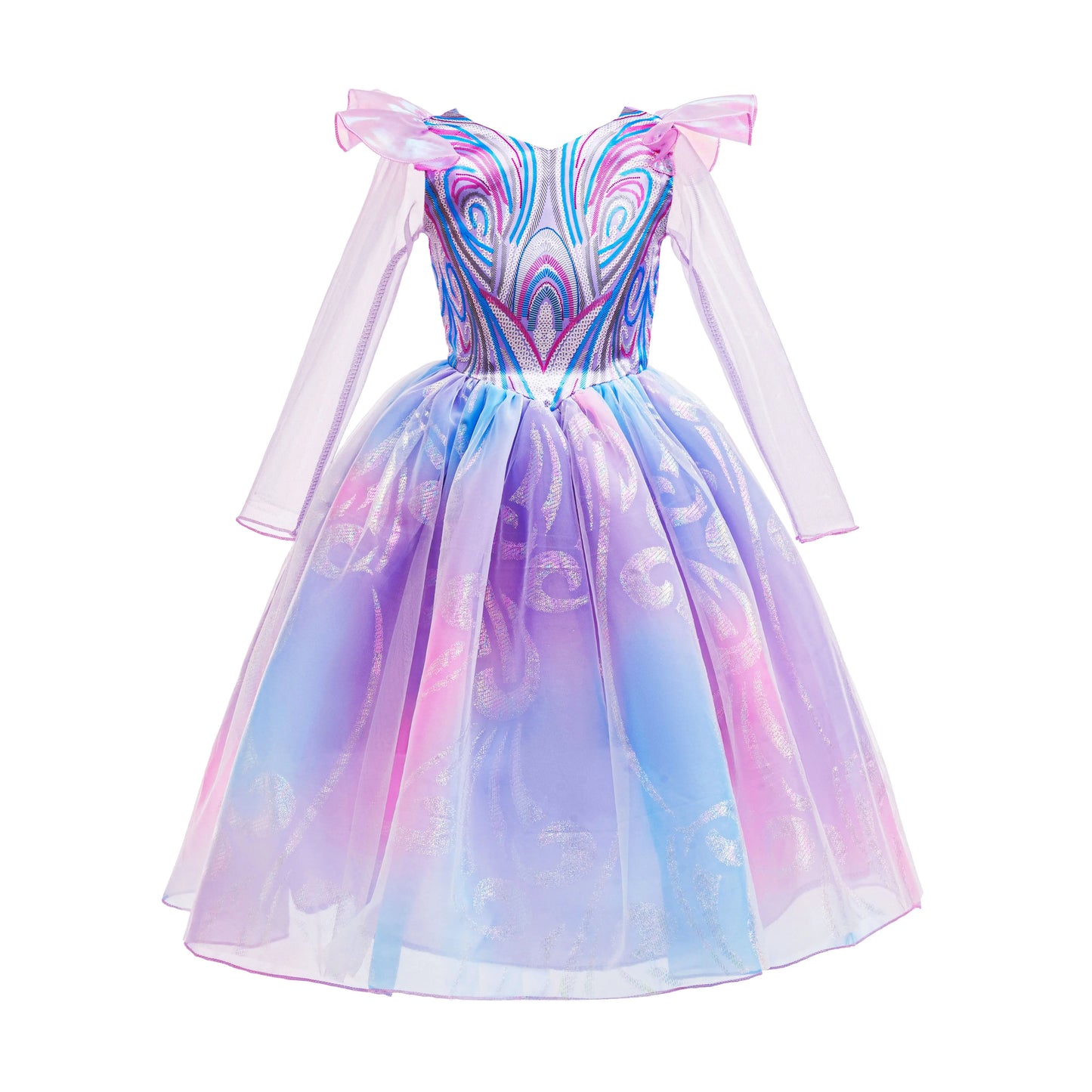 A Bruxa em West Role Play Vestido Glinda Brilhante Rosa Fantasia de Princesa Fantasia de Performance Palco Wicked Menina Vestidos