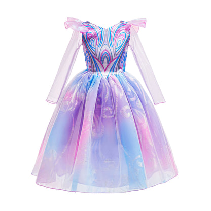 A Bruxa em West Role Play Vestido Glinda Brilhante Rosa Fantasia de Princesa Fantasia de Performance Palco Wicked Menina Vestidos