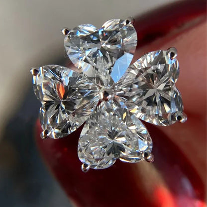 Heart Cut Flowers All Moissanite Stud Earrings for Women Marriage Solid Silver Jewelry Pass Test GRA Lab Diamond Earring