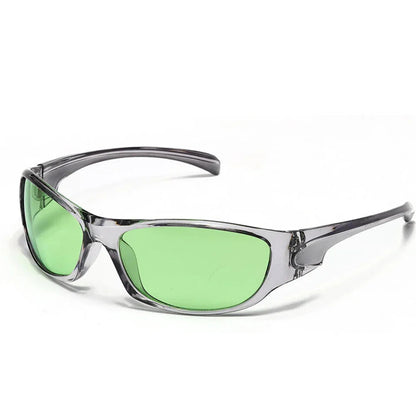 Men's Silver Y2K Sunglasses Outdoor Cycling Sports Sun Glasses Women Vintage Shades Trendy Punk Goggle Eyewear 2000S Aesthetic