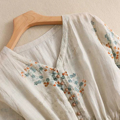 Dress Women Long Print Elegant Clothing Vintage Elastic Waist Korean Casual Beach Style V-Neck Fashion Robe Vestidos De Mujer