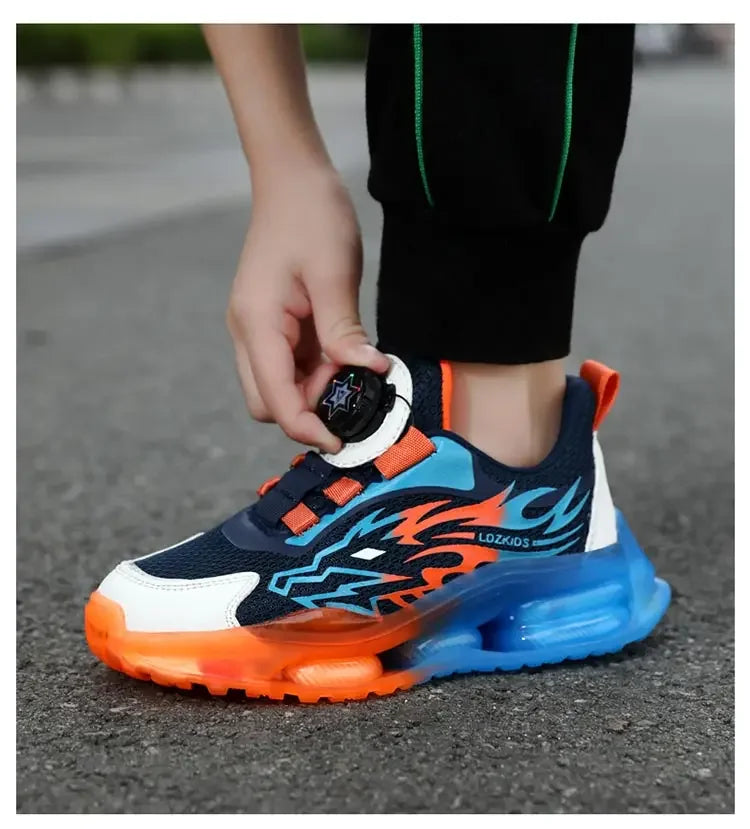New Anti-skid Leather Kids Sneakers for Boys Running Walking Lightweight Casual Shoes With Fashion Dragon Pattern Size 28-39