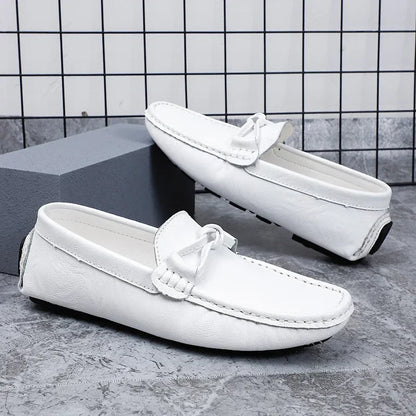 Genuine Leather Men Casual Shoes Black Mens Loafers Fashion Luxury Brand Lightweight Comfortable Slip on Boat Driving Shoes