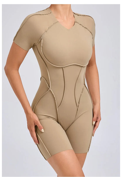 Women's High Elasticity Sports Bodysuit Kit Yoga Fitness Jumpsuit Open Back Hip-Lift Outdoors Gym Workout Sexy Fitness Outfit