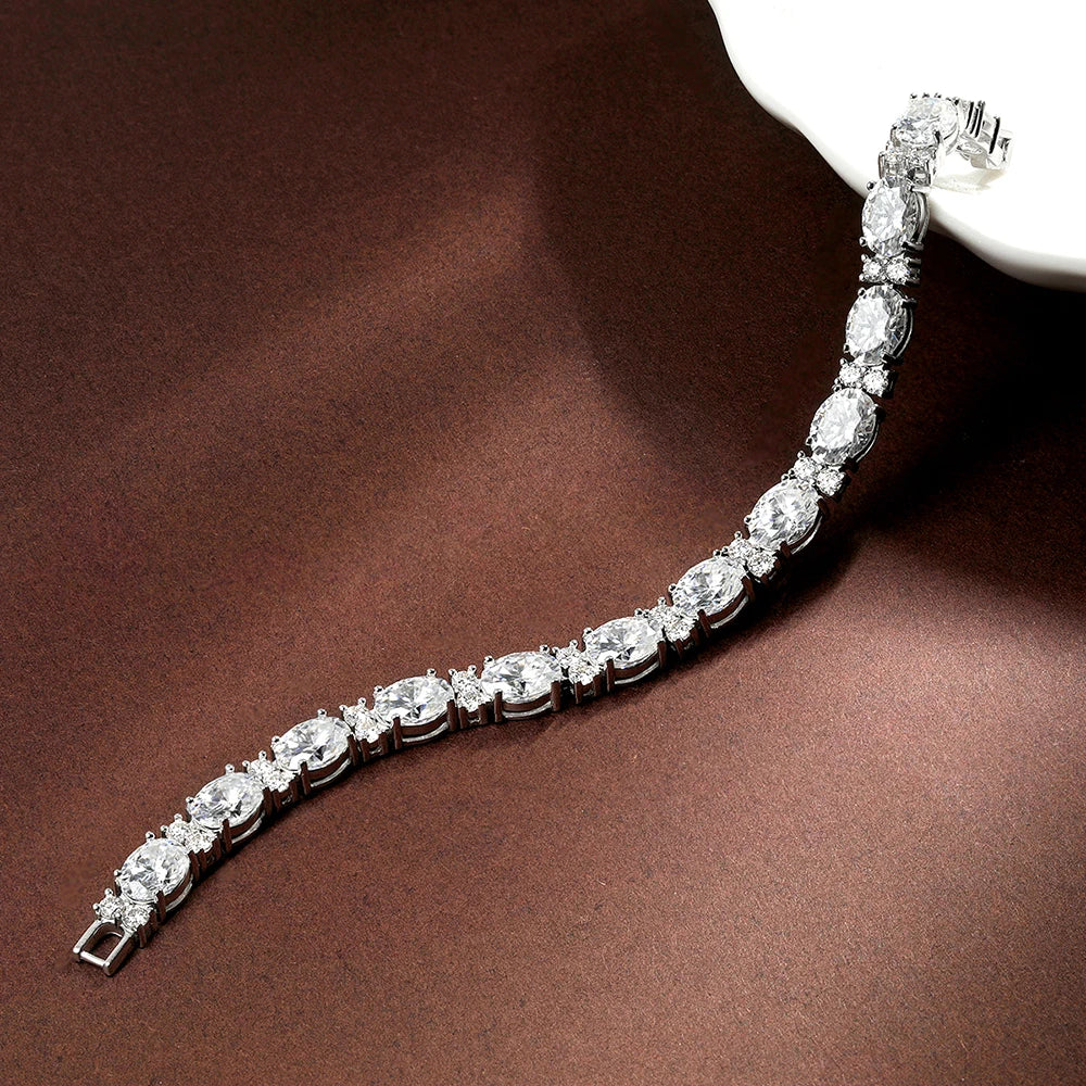 Oval/Round Cut Moissanite Tennis Bracelets with Certificate S925 Silver 1.5CT West East Set Diamond Bracelet Jewelry for Women