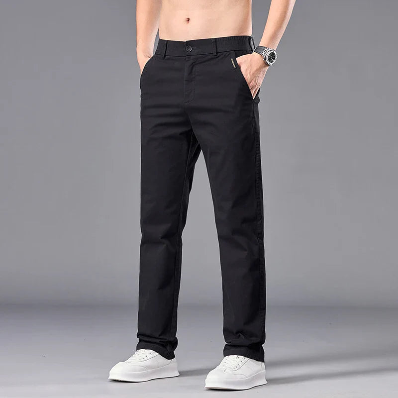 New Casual Pants Men Straight Fit Stretch Autumn Chino Trousers Male Formal Work Business Dress Khaki Fashion Spring Pants