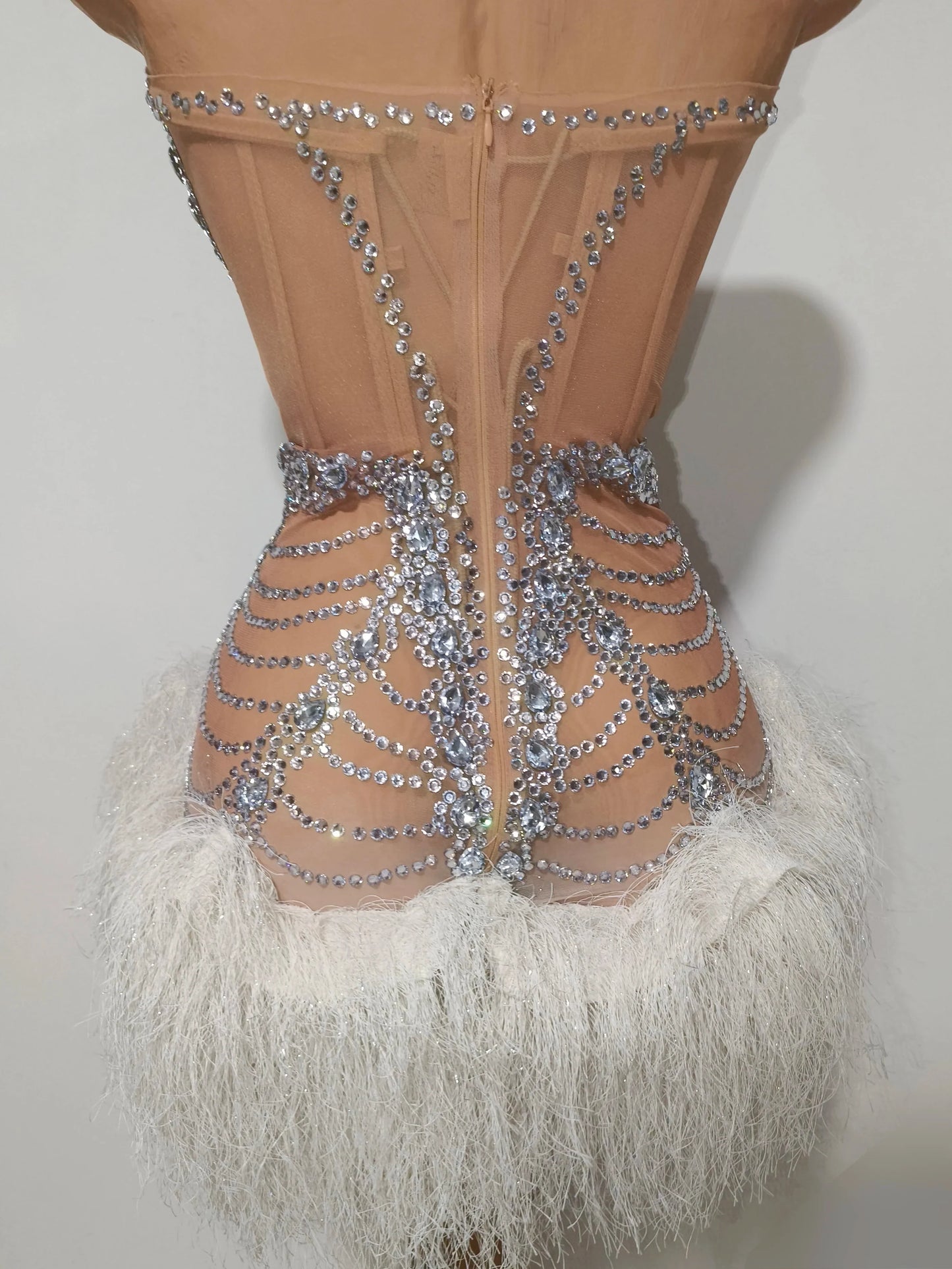 Mesh Sexy See Through Cocktail Mini Dress Women Eveing Luxury Birthday Party Singer Nightclub Show Stage Costume