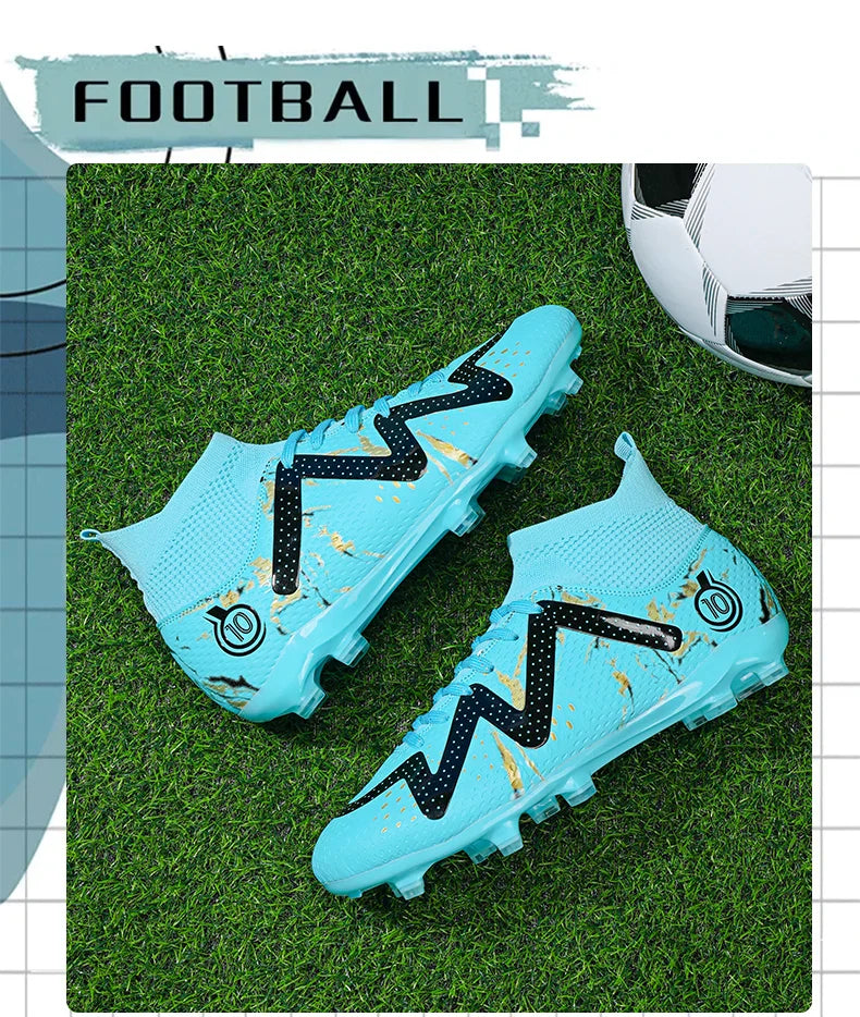 Adult Professional FG/TF Soccer Shoes Non-Slip Long Spike Football Boots Young Kids High Ankle Cleats Grass Soccer Sneakers ﻿