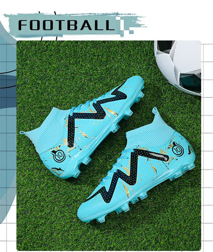 Adult Professional FG/TF Soccer Shoes Non-Slip Long Spike Football Boots Young Kids High Ankle Cleats Grass Soccer Sneakers ﻿