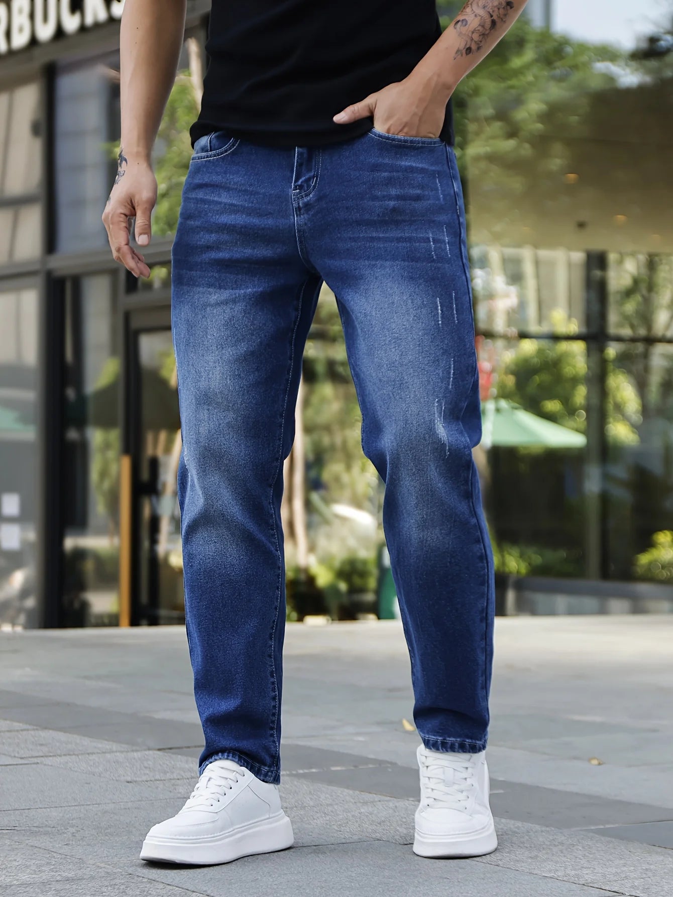 Men's Four-Season Casual Versatile Blue Skinny Stretch Jeans 2026 New Spandex Basics versatile Pants Standard Size Men's Trousers