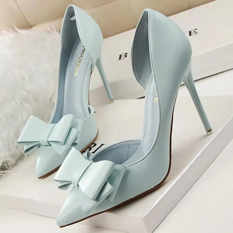 Shoes Bow-knot Woman Pumps Stiletto 10.5 Cm Women Basic Pump Pointed Toe Classic Pumps Sexy High Heels Women Shoes 2026